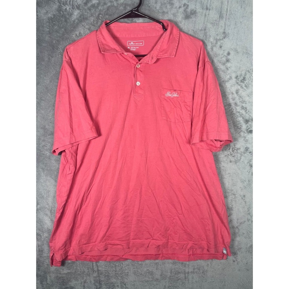 Peter Millar Mens XL Pima Cotton Polo Shirt Coral Pink Sea Island Georgia